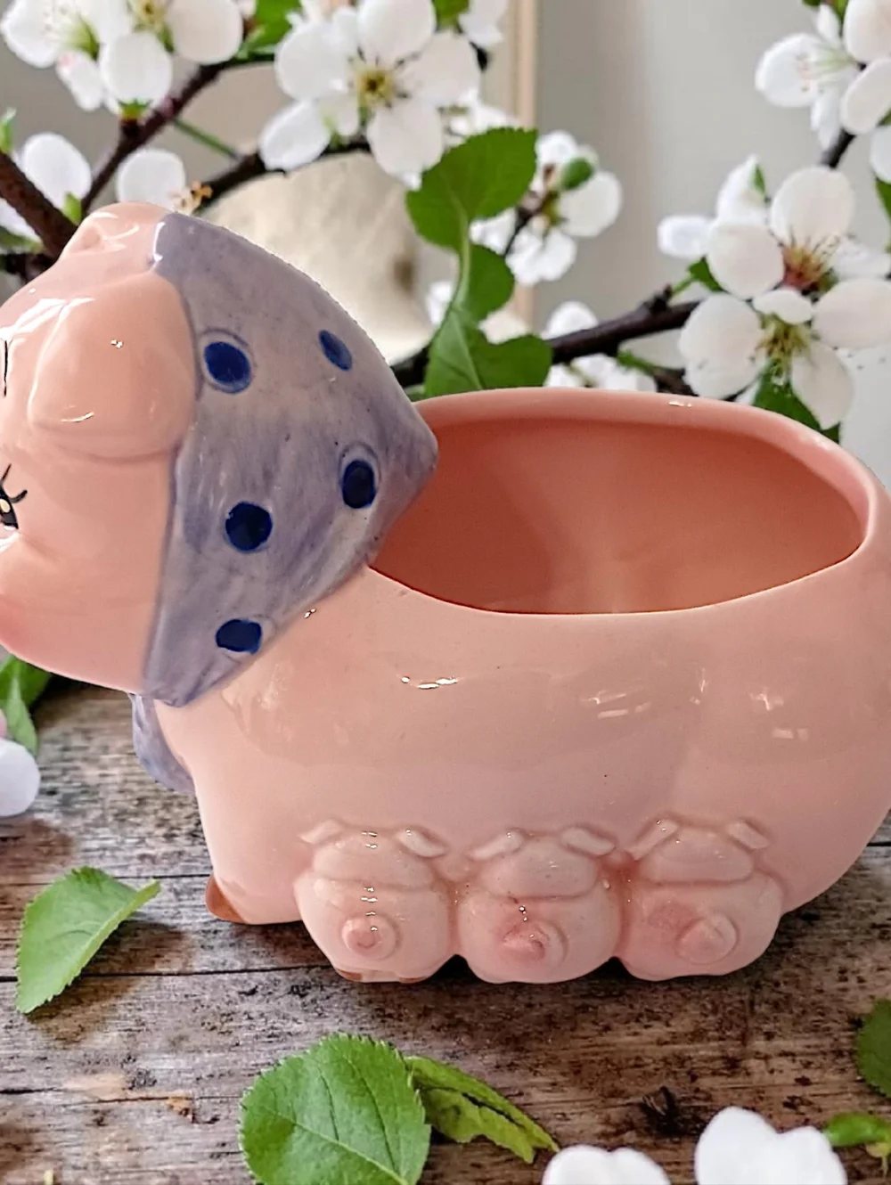 Vintage Lefton Anthropomorphic Pig Planter Ceramic Piglets Air‎ Plant Succulents